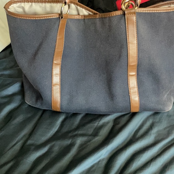 Michael Kors canvas tote navy and blue good/fair - Picture 2 of 5